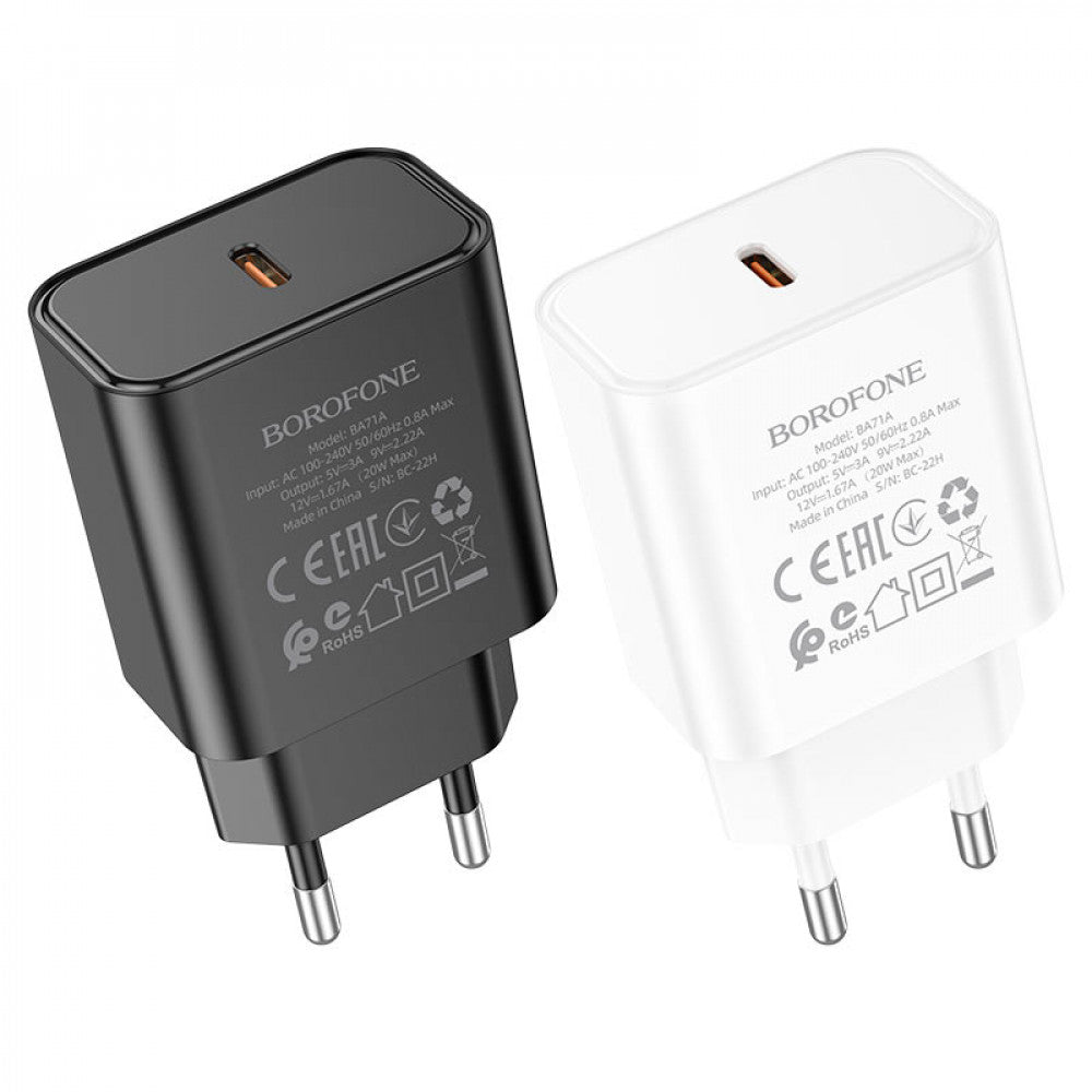 Home Charger | 20W | PD — Borofone BA71A — Black