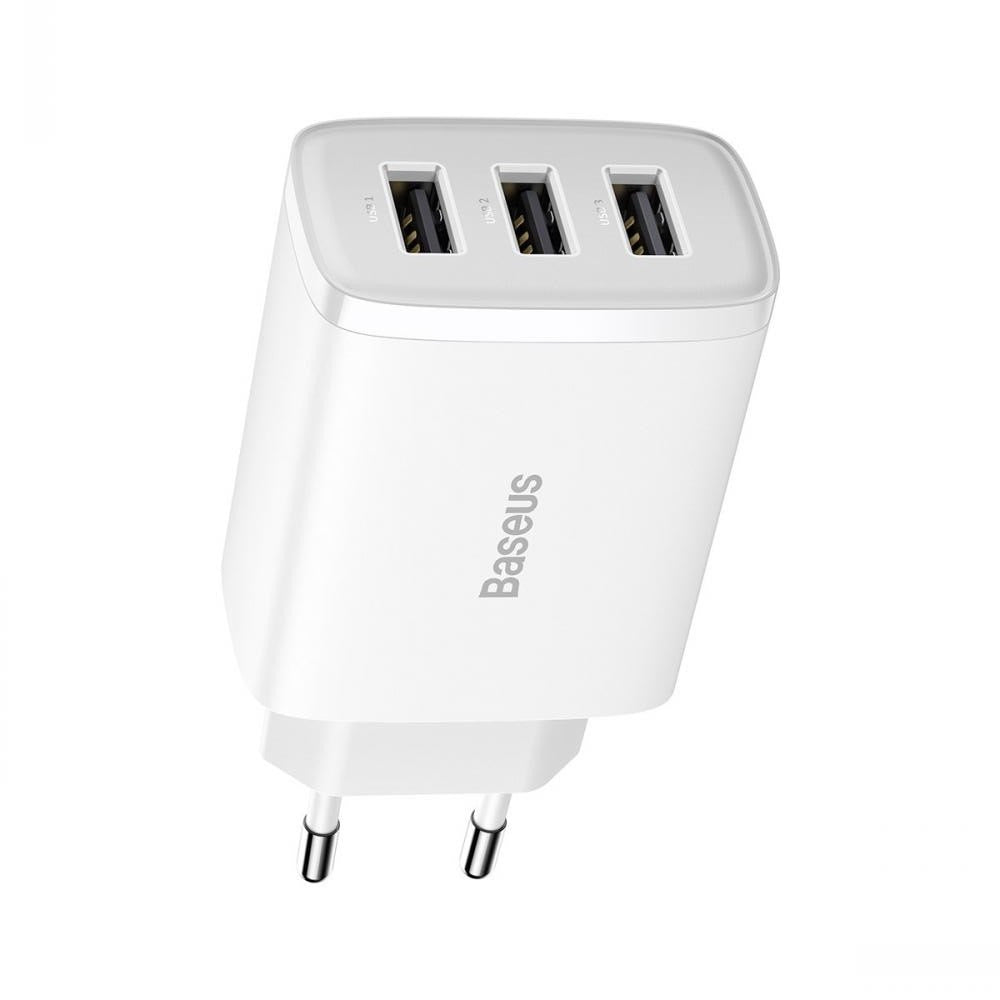 Home Charger | 17W | 3U — Baseus (CCXJ020) Compact Charger — CCXJ020102 White