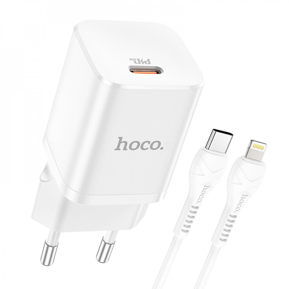 Home Charger | 25W | PD3.0 | C to Lightning Cable (1m) — Hoco N19 — Black