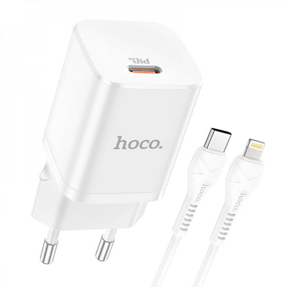 Home Charger | 25W | PD3.0 | C to Lightning Cable (1m) — Hoco N19 — Black