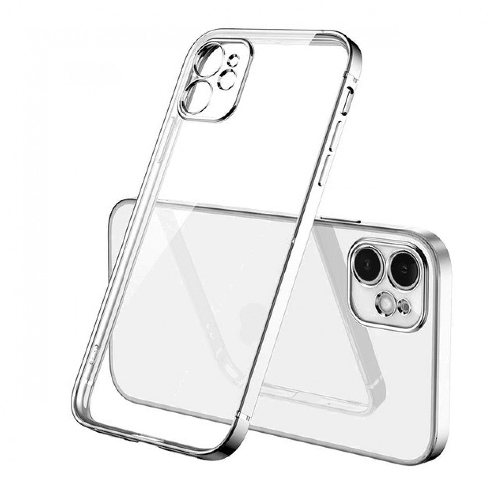 Electroplating TPU Case with Camera Lens protector — iPhone 13 Pro 6.1"  — Silver