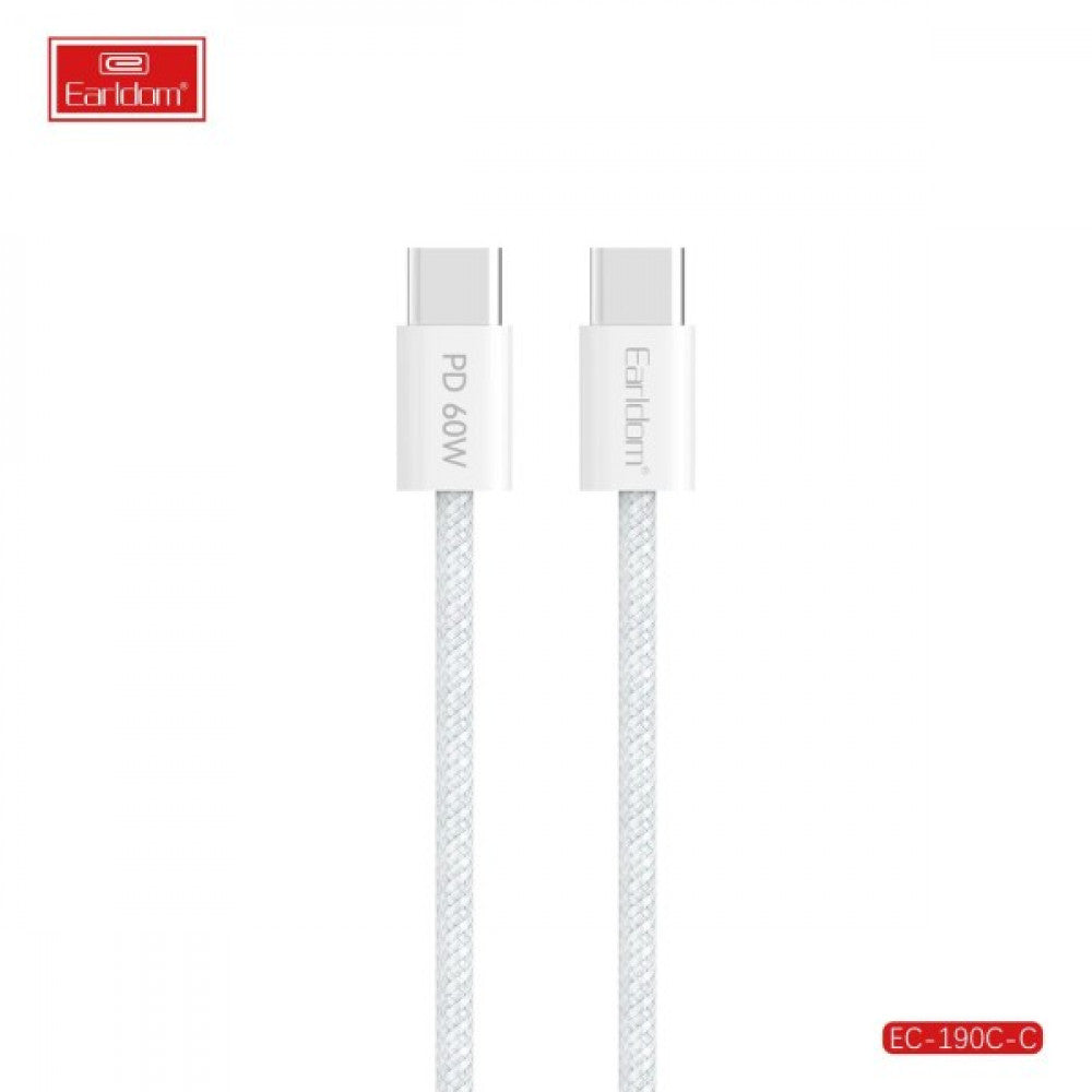 Cable USB C to C 60W (1m) — Earldom EC-190C-C White