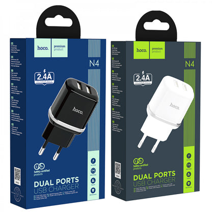 Home Charger | 2.4A | 2U — Hoco N4 — Black