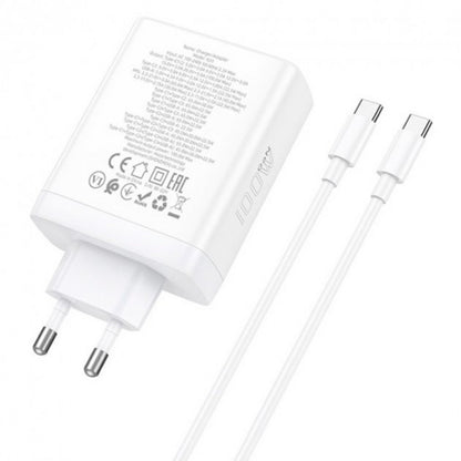 Home Charger | 100W | PD | QC3.0 | C to C Cable (1m) — Hoco N31 — White