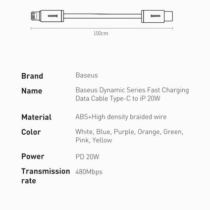 Кабель USB C to Lightning 20W (1m) — Baseus (CALD000003) Dynamic Series — CALD000003 Blue