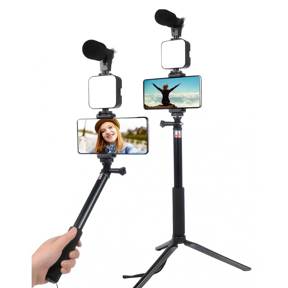 Monopod Tripod For Mobile | Bluetooth | Microphone LED Lamp | AY-49Z