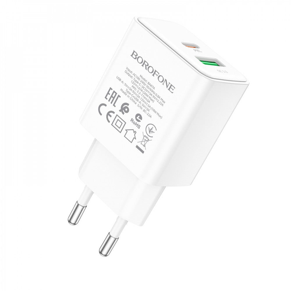 Home Charger | 20W | PD | QC3.0 — Borofone BA67A — White