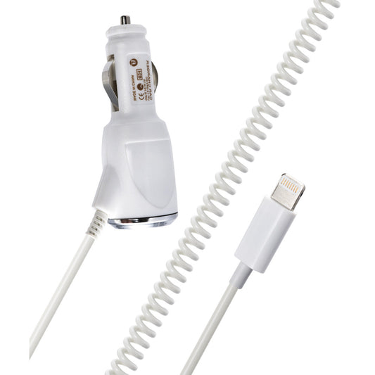 Car Charger | 1.0A | 1U | Lightning Cable (1m) — Apple White