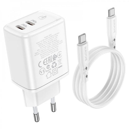 Home Charger | 35W | 2 PD3.0 | C to C Cable (1m) — Borofone BN9 — White