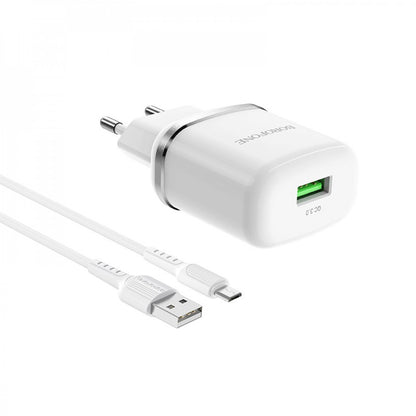 Home Charger | 18W | QC3.0 | Micro Cable (1m) — Borofone BA36A — White