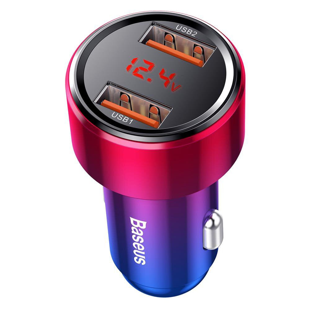 Car Charger | 45W | 2U | Digital Display — Baseus (CCMLC20A) Magic Series Dual QC  for intelligent quick charging — CCMLC20A-09 Red