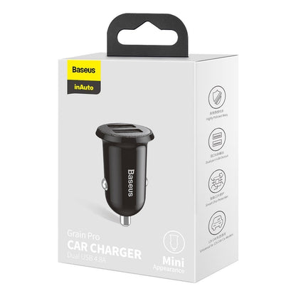 Car Charger | 4.8A | 2U — Baseus (CCALLP-01) Grain Pro — CCALLP-01 Black