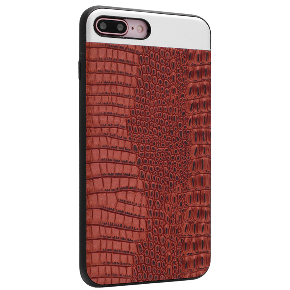 Top & Bottom Metal Leather Cover Case — iPhone 7 ; 8 — Red