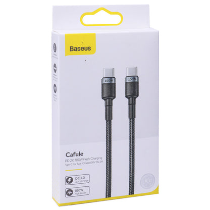 Кабель USB C to C 100W PD2.0 (2m) — Baseus (CATKLF-ALG1) Cafule Series Flash Gray & Black — CATKLF-ALG1 Gray+Black