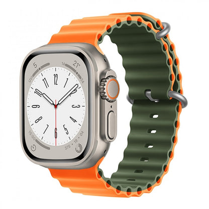 Ремінець Ocean Band Design — Apple Watch 42 mm | 44 mm | 45 mm | 49 mm — Olive Green & Orange