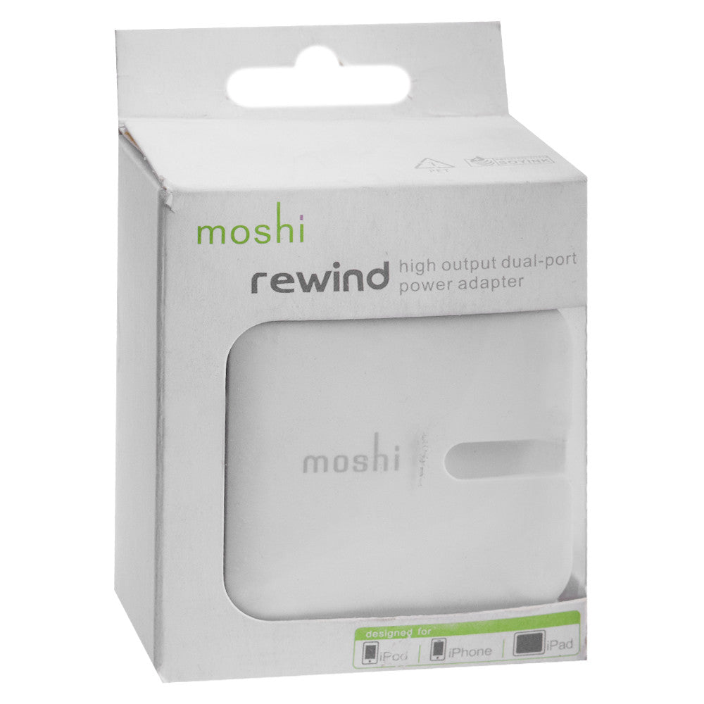 Home Charger | 2.1A | 2U | Lightning Cable (1m) — Apple Moshi White