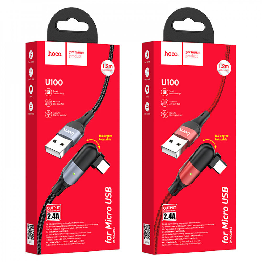 Кабель Micro 2.4A (1.2m) — Hoco U100 — Black