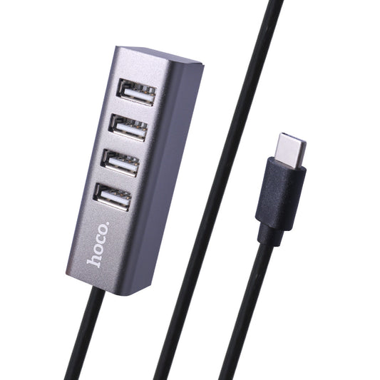 USB HUB — Hoco HB1 Line Machine ; USB To 4 USB — Silver