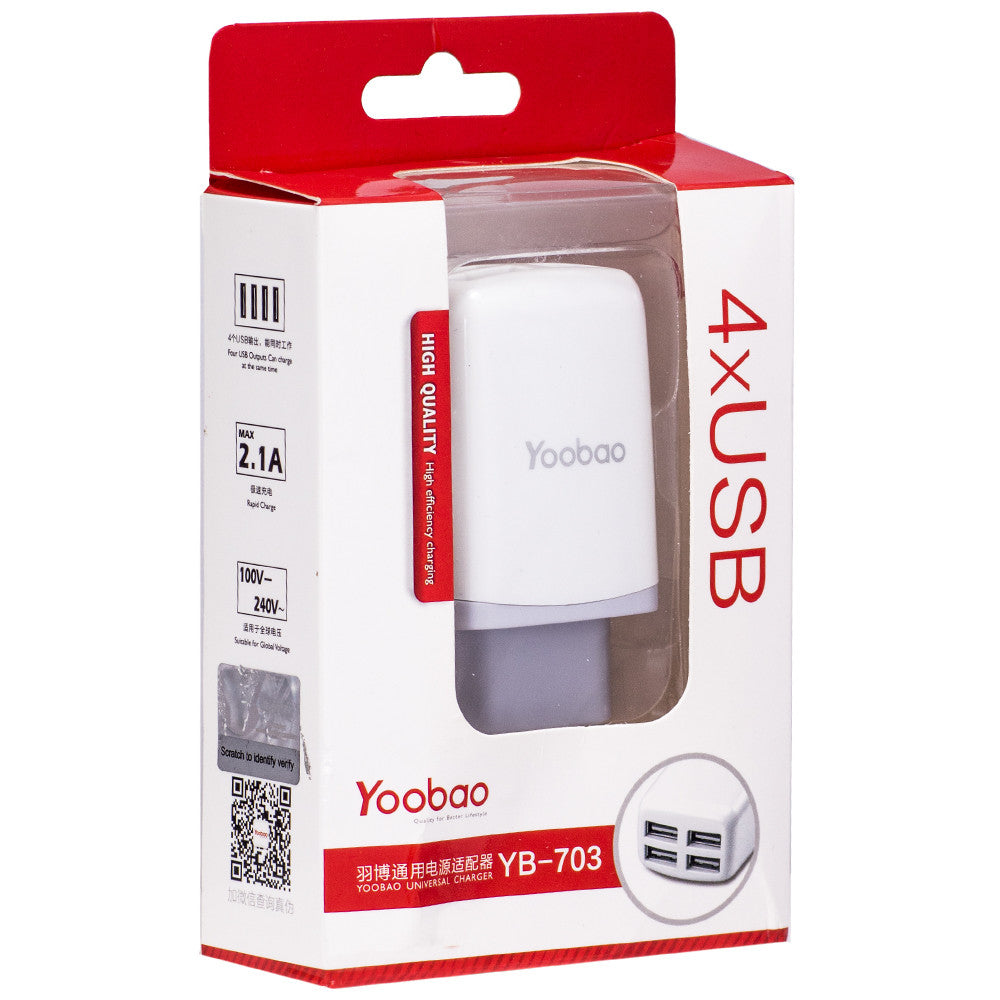Home Charger | 2.1A | 1U | USB C Cable (1m) — Yoobao YB-CAC1 White