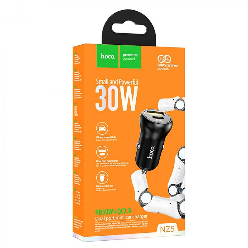 Car Charger | 30W | PD | QC3.0 — Hoco NZ5 — Black