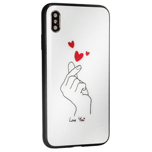 Glass with print TPU Case — iPhone Xs — Love You / Heart