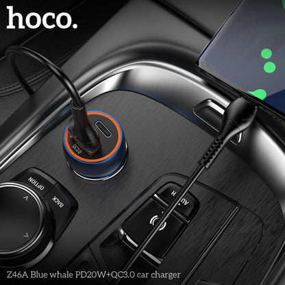 Car Charger | 20W | PD | QC3.0 — Hoco Z46A — Metal Gray