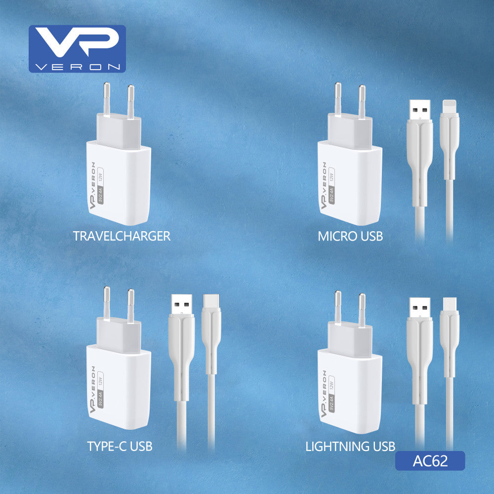 Home Charger | 2.4A | 2U | Micro Cable (1m) — Veron AC62M