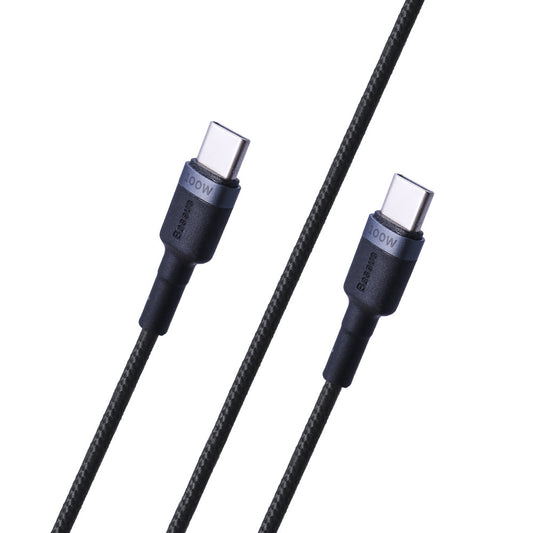 Кабель USB C to C 100W PD2.0 (2m) — Baseus (CATKLF-ALG1) Cafule Series Flash Gray & Black — CATKLF-ALG1 Gray+Black