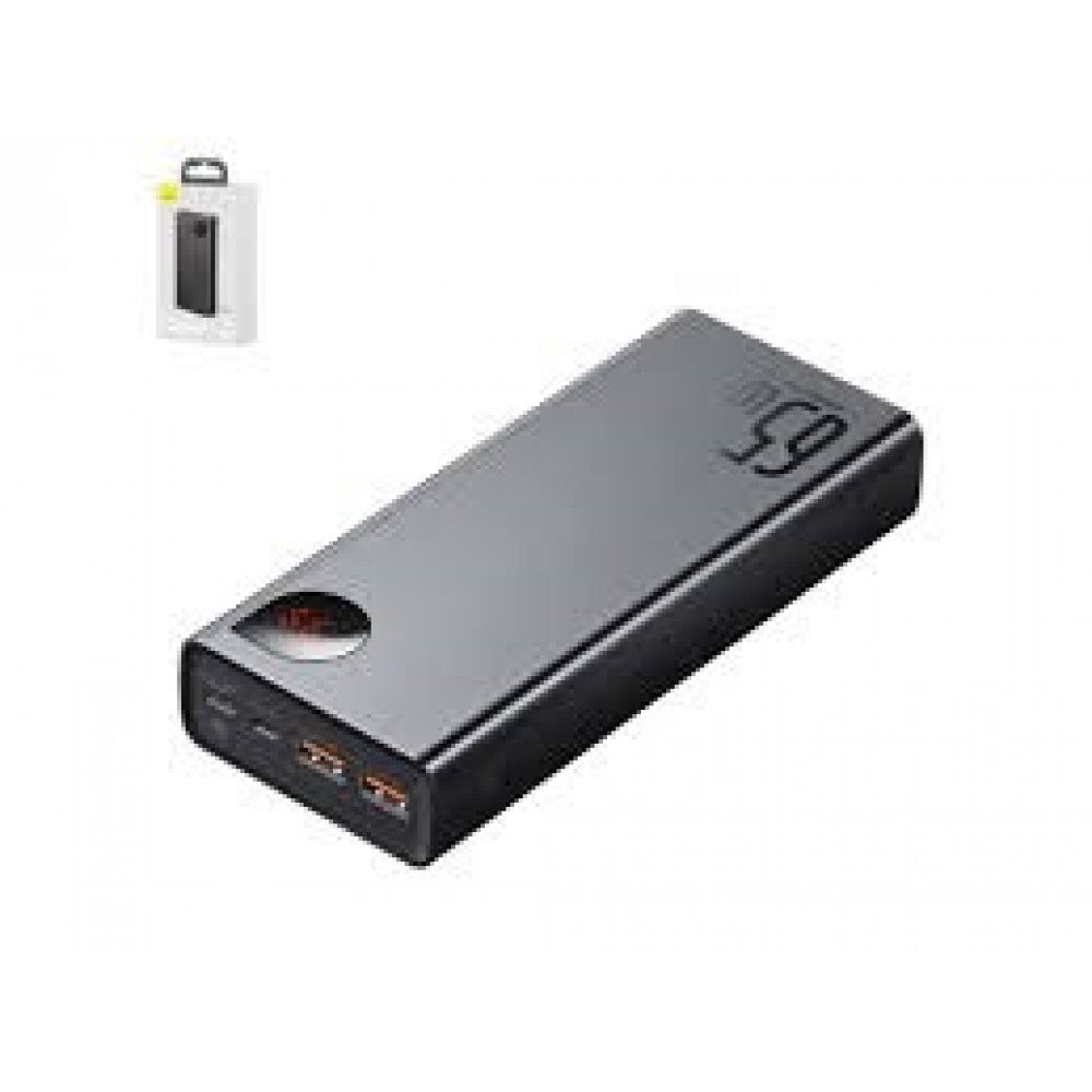 Power Bank 20000 mAh 65W — Baseus (PPIMDA-D) Adaman Metal Digital Display Quick Charge(With Simple Series Charging Cable USB to Type-C 3A 0.3m B — PPIMDA-D01 Black