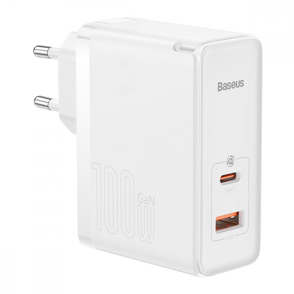 Home Charger | 100W | GaN5 | 1U | 1C | C to C Cable (1m) — Baseus (CCGP090) Pro Fast Charger — CCGP090202 White