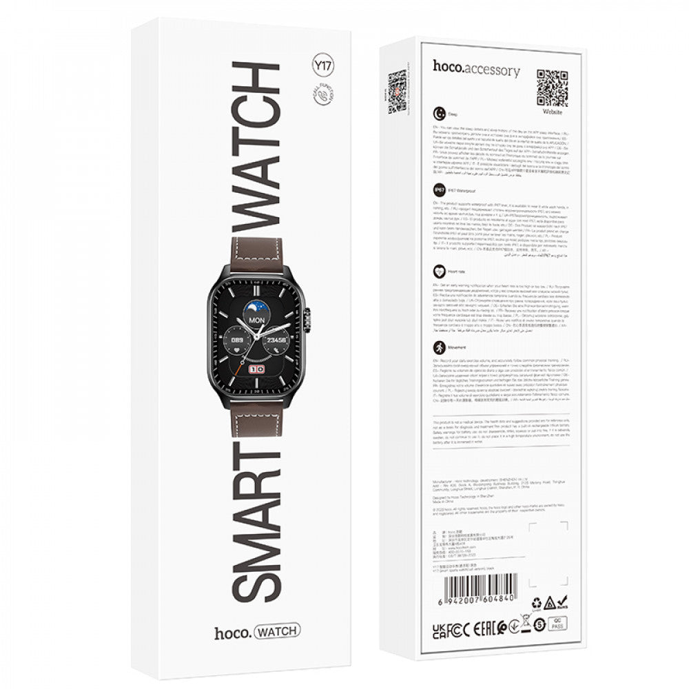 Smart Sports Watch (Call Version) - Hoco Y17 - Black