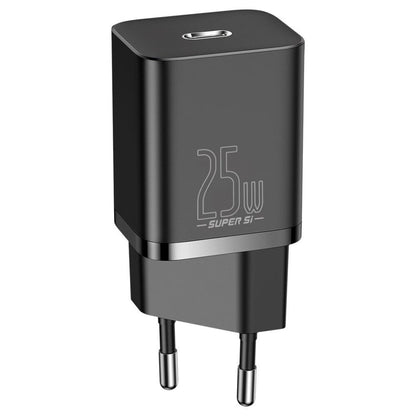 Home Charger | 25W | 1C | C to C Cable (1m) — Baseus (TZCCSUP-L) Super Si Quick Charger — TZCCSUP-L01 Black