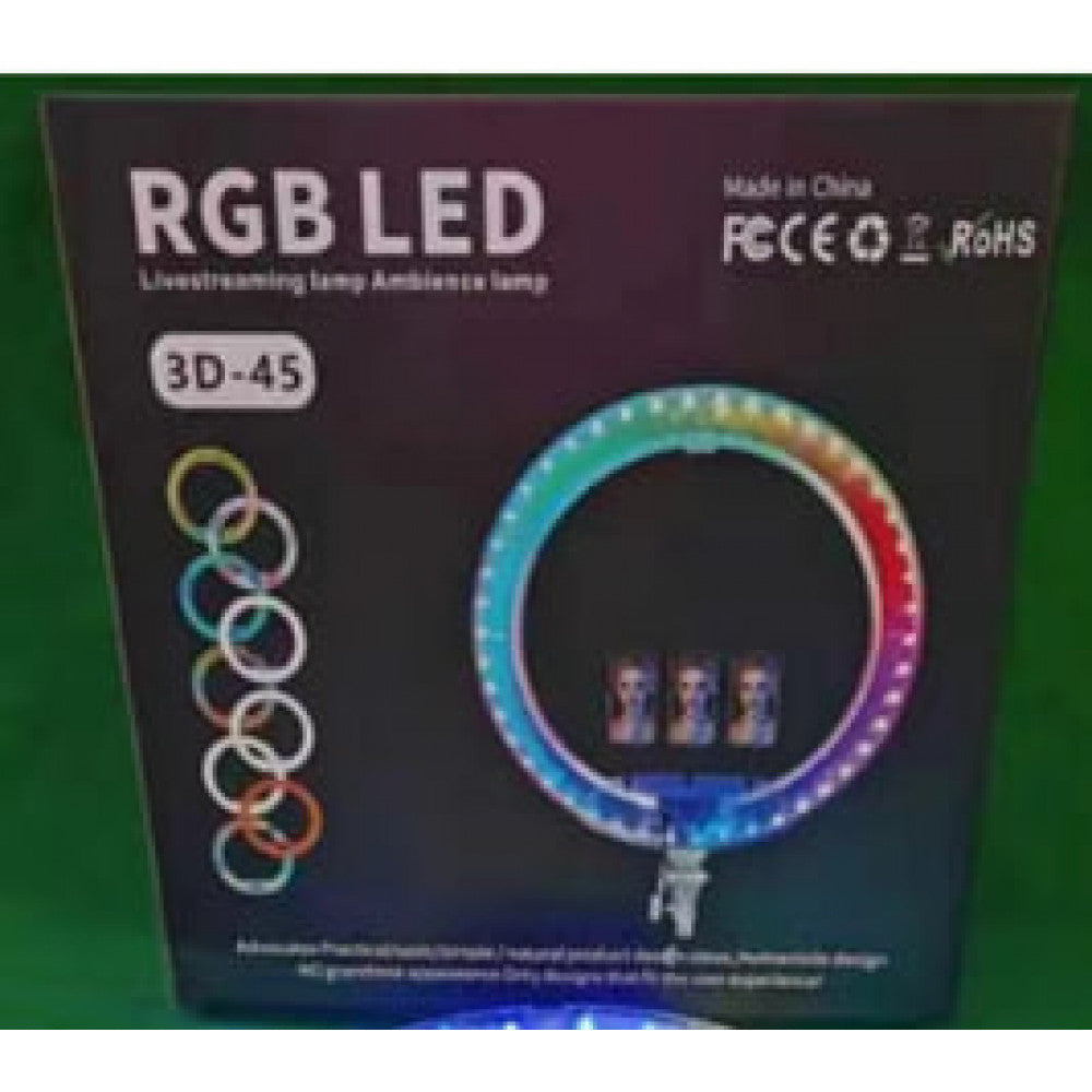 Лампа Кольцевая RGB LED | 45 cm 18" | 416 Lights | 72 RGB | Remote | 3 Holders | RD-45