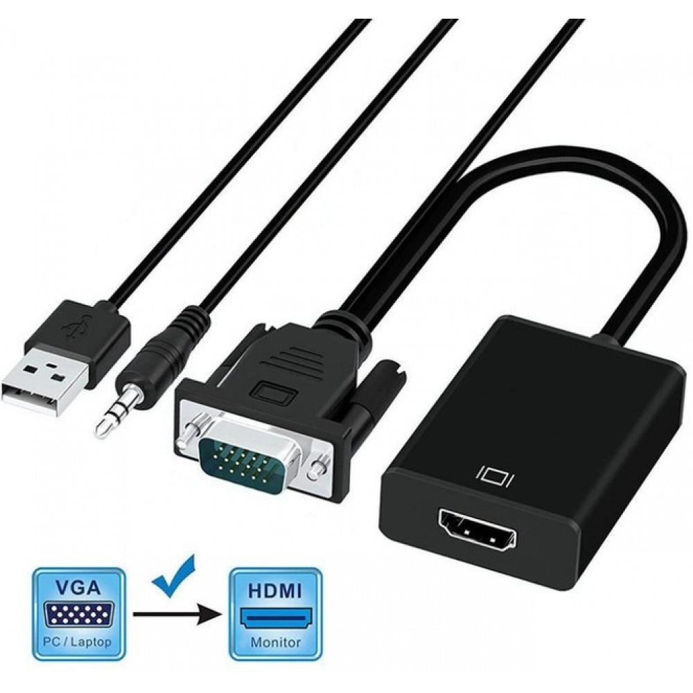 Переходник HDMI - VGA+AV copper Black