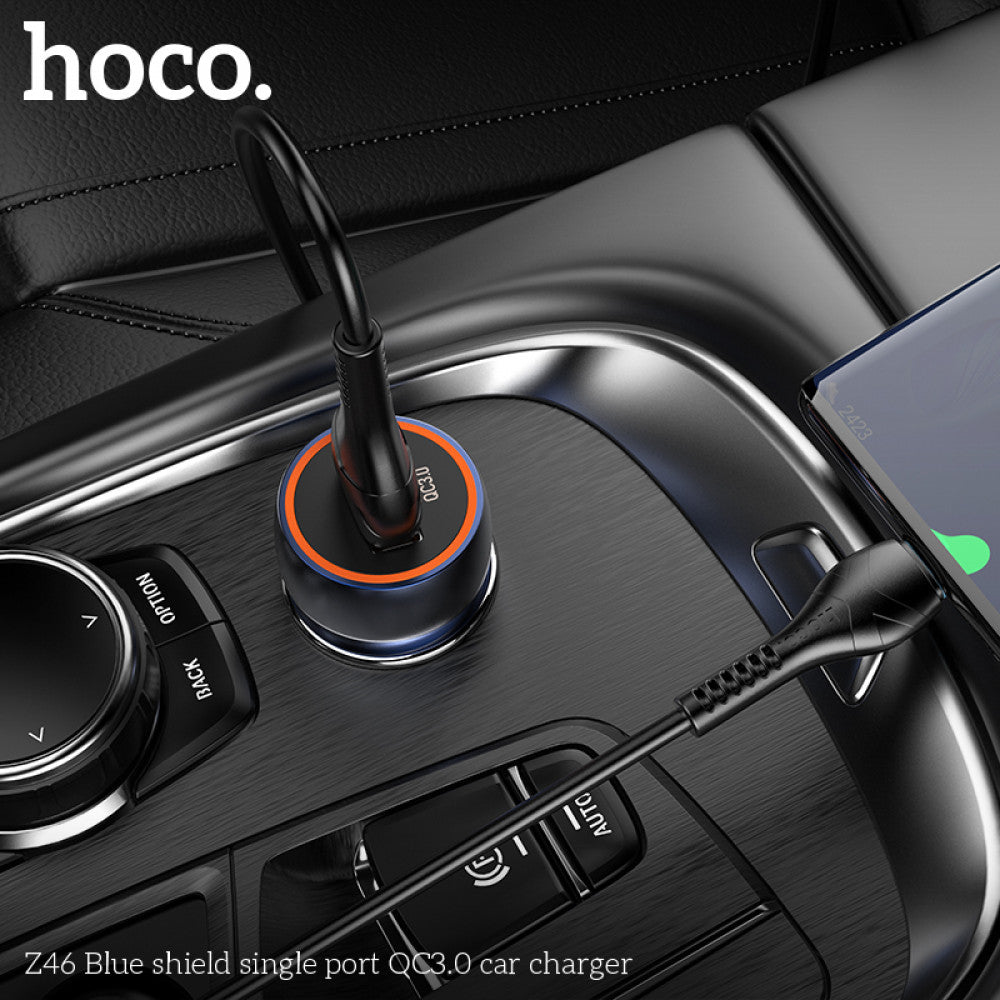 Car Charger | 18W | QC3.0 — Hoco Z46 — Metal Gray