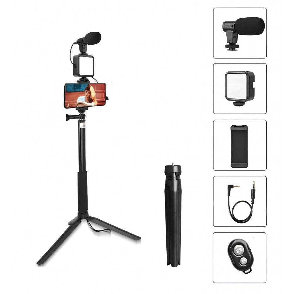 Monopod Tripod For Mobile | Bluetooth | Microphone LED Lamp | AY-49Z