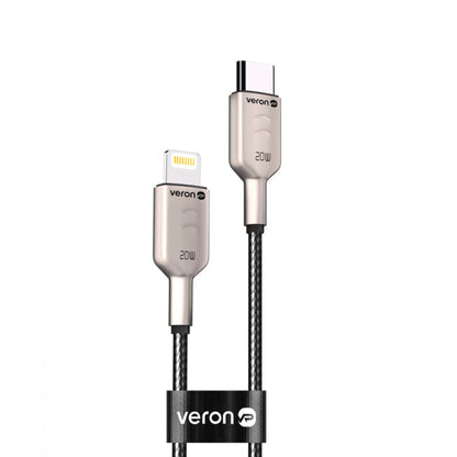 Кабель USB C to Lightning 20W (1m) — Veron CL04 Nylon — Black