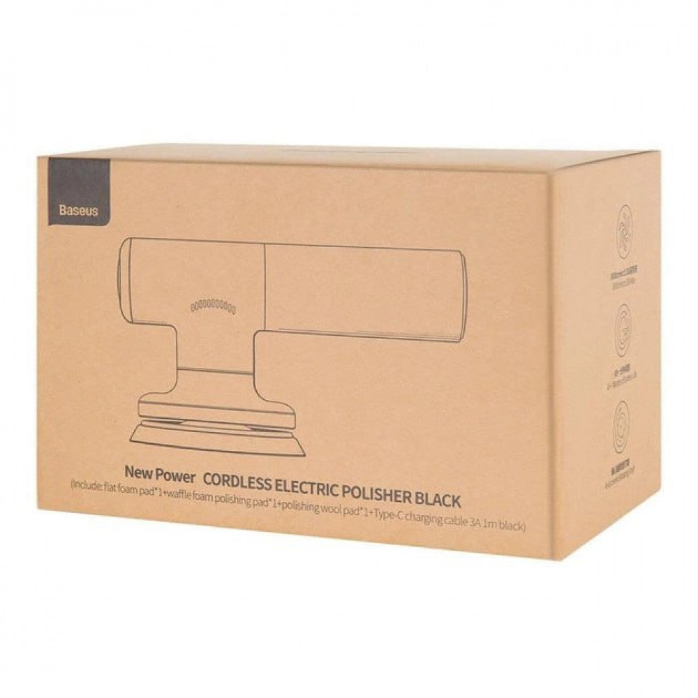 Cordless Electric Polisher Baseus (CRDLQ-B01) New Power Black(Include: flat foam pad 1+waffle foam polishing pad 1+polishing wool pad 1+Type-C )