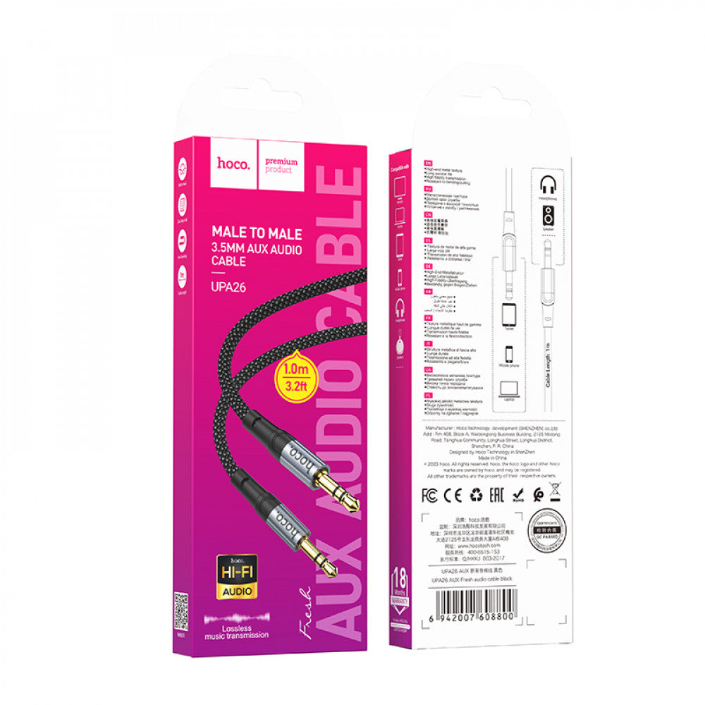 Cable Aux (1m) — Hoco UPA26 — Black