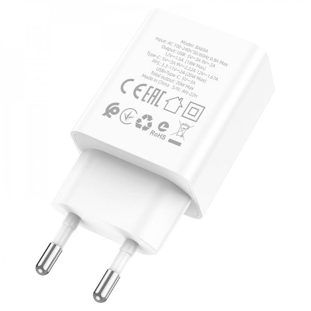 Home Charger | 20W | PD | QC3.0 — Borofone BA69A — White