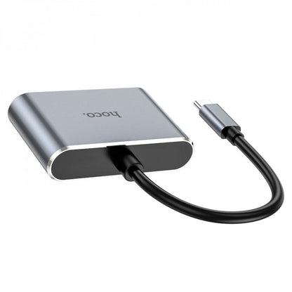 Adapter USB C To HDMI & VGA — Hoco HB29 — Metal Gray