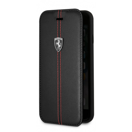 Ferrari Heritage Book Type Case With Vertical Contrasted Stripe — iPhone 7 Plus ; 8 Plus — Black