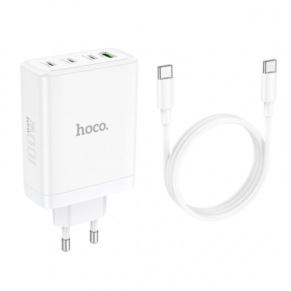 Home Charger | 100W | PD | QC3.0 | C to C Cable (1m) — Hoco N31 — White