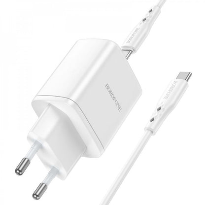 Home Charger | 35W | 2 PD3.0 | C to C Cable (1m) — Borofone BN9 — White