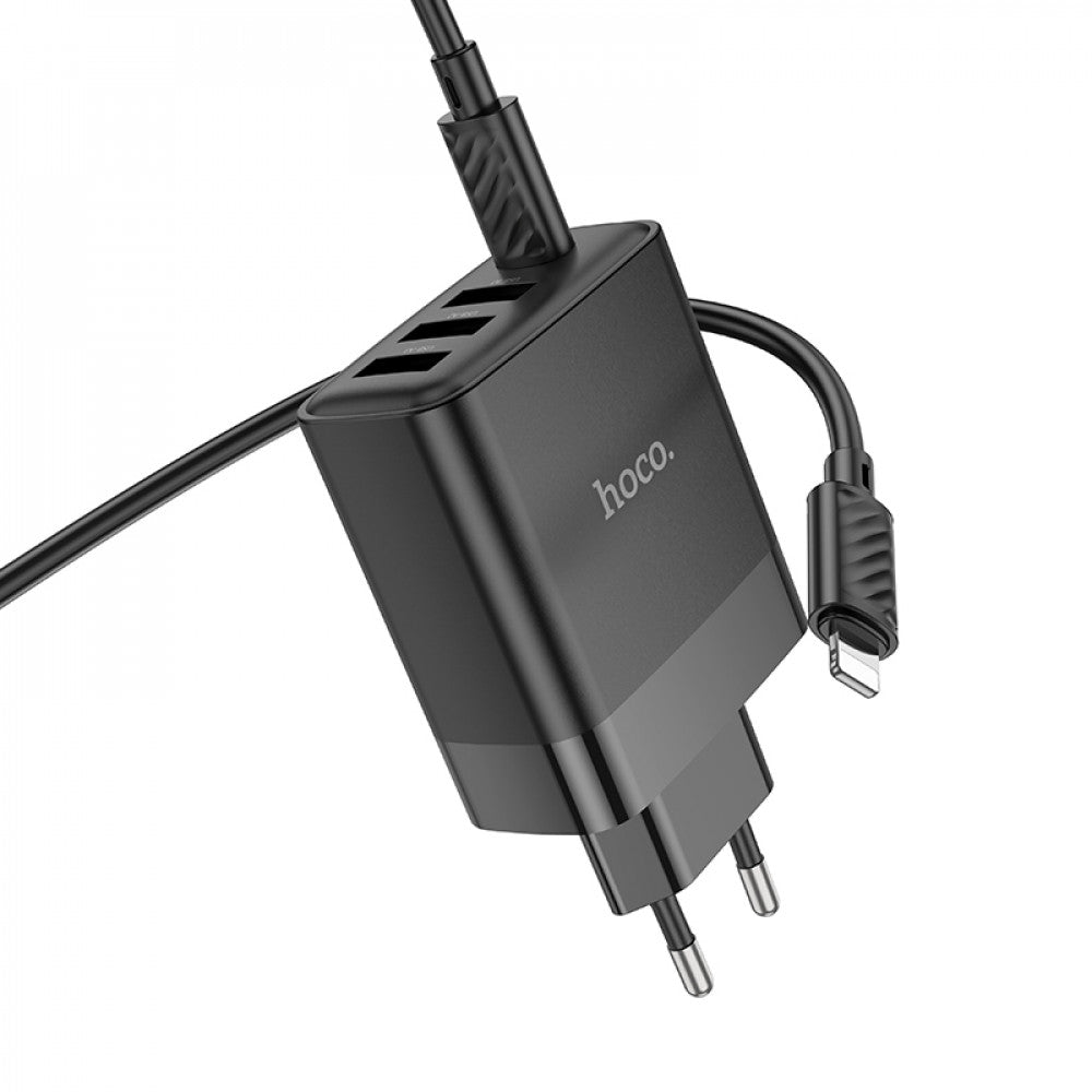 Home Charger | 45W | PD | QC3.0 | C to Lightning Cable (1m) — Hoco C127A — Black