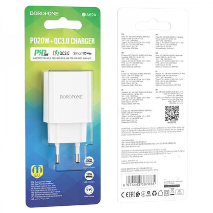 Home Charger | 20W | PD | QC3.0 — Borofone BA69A — White