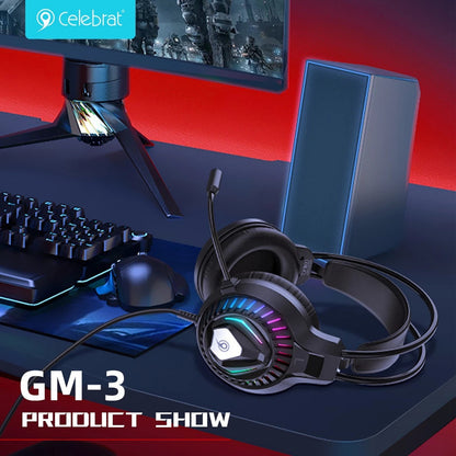 Gaming Headset 3.5mm & USB — Celebrat GM-3 — Black