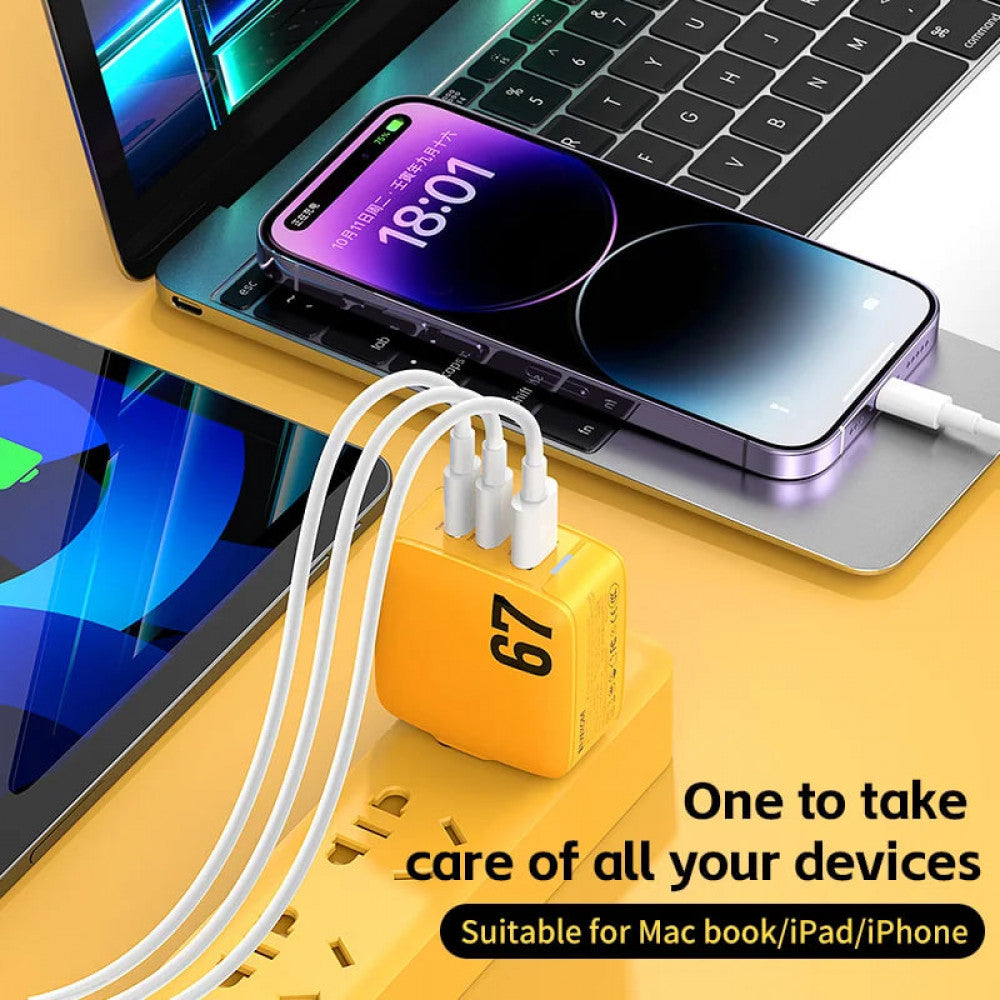 Home Charger | 67W | GaN | 2 PD | QC3.0 — Veron TC-67