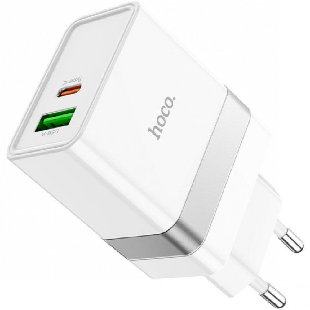 Home Charger | 30W | PD | QC3.0 | C to Lightning Cable (1m) — Hoco N21Pro — White