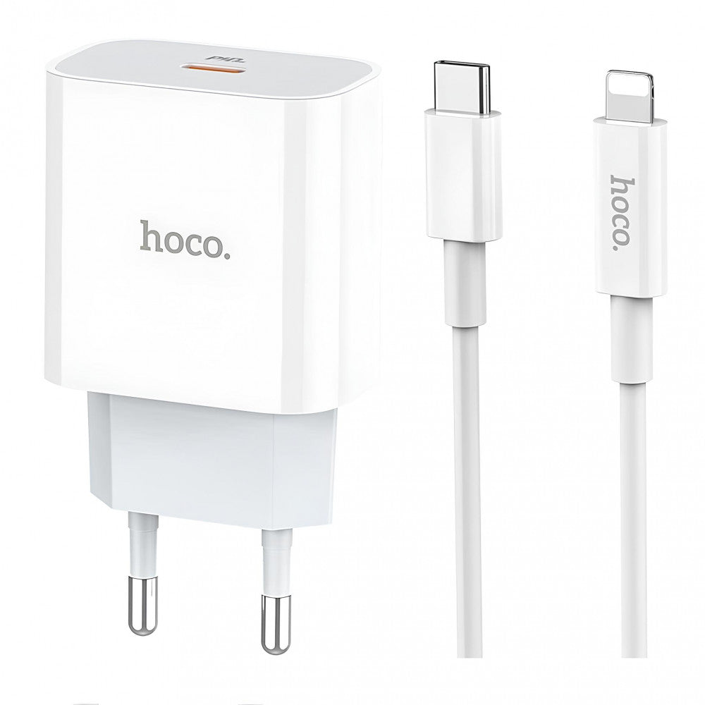 Home Charger | 20W | PD3.0 | C to Lightning Cable (1m) — Hoco C76A — White